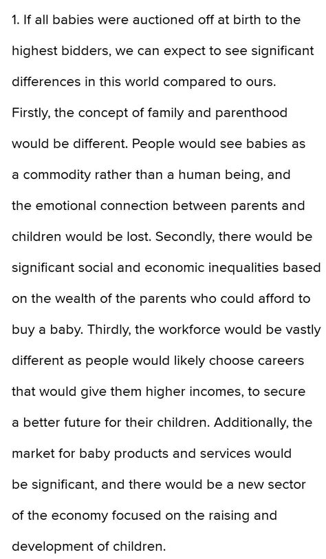 Imagine a world where all babies are auctioned off at birth to the ...