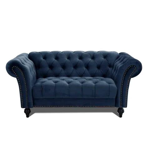 Wooden 2 Seater Chesterfield Sofa (Blue) – PhirkCraft