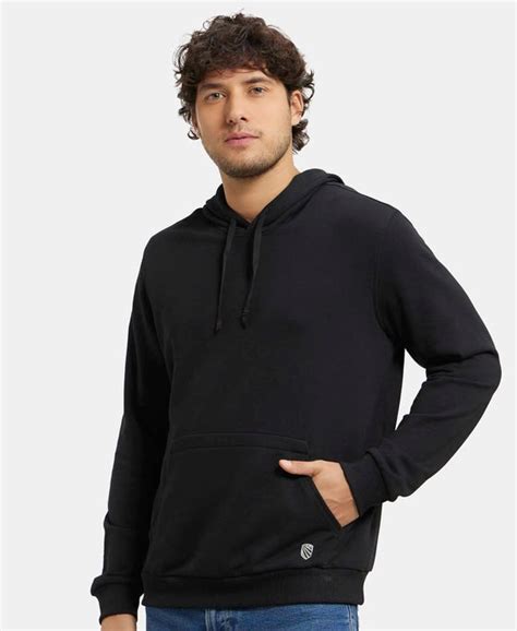 Buy Super Combed Cotton Rich French Terry Hoodie Sweatshirt with Ribbed ...
