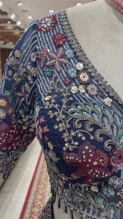 Navy blue colour lehenga with multicolour thread and sequins work 50% ...