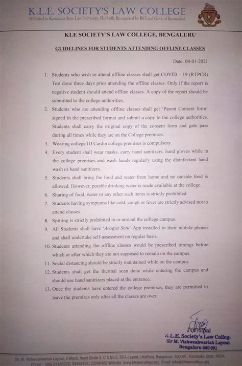 Commencement of Offline Classes | KLE Society's Law College