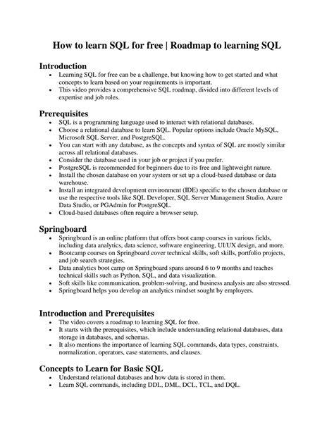 Image result for SQL Road Map for Beginners