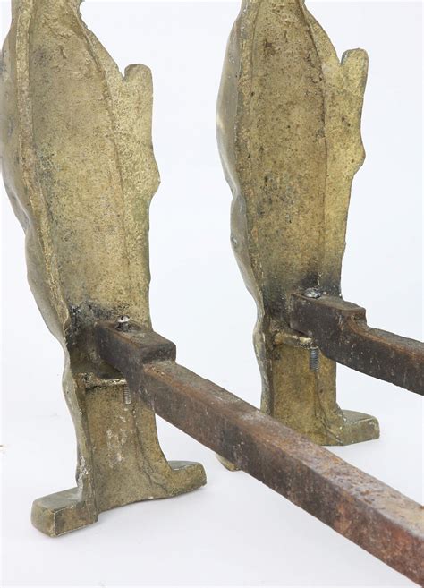 Minuteman Brass Figural Andirons - Pair of Antique Minuteman Cast Brass ...