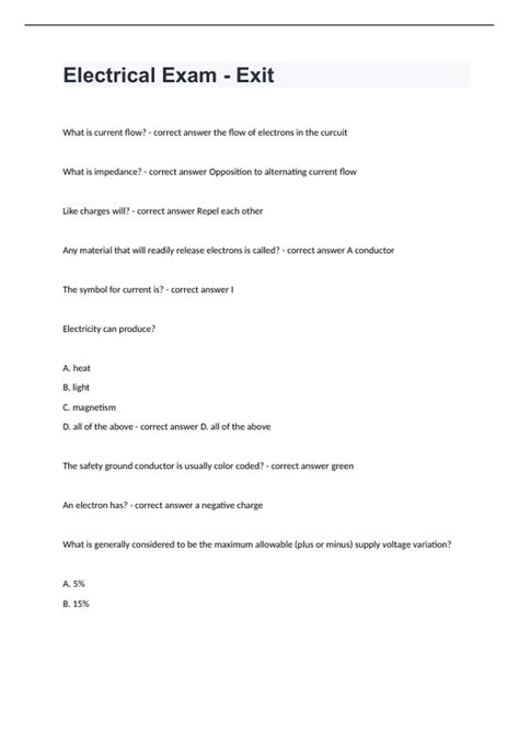 Image result for Electrical Test Questions