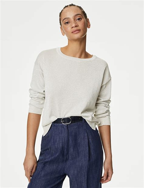 Buy Sparkly Crew Neck Jumper at Marks & Spencer