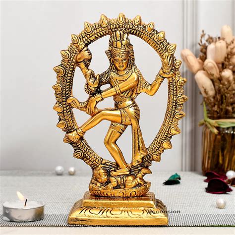 Buy ascension Golden Metal Handicraft Shiva Idol Natraj Statue for Home ...