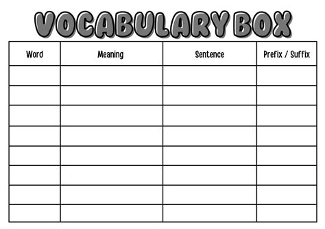 Image result for Vocabulary Word Box