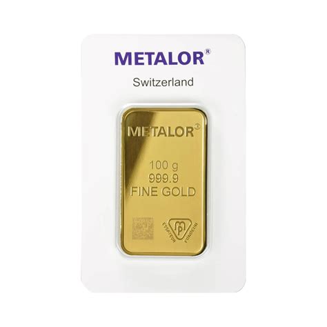 Metalor 100 Grams Gold Bar | Solomon Global