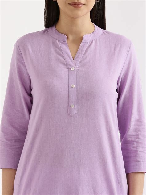 Women Lilac Airy Linen Long Kurta