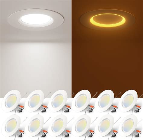 Amico 12 Pack 6 inch 5CCT LED Recessed Lighting with Night Light, 12.5W ...