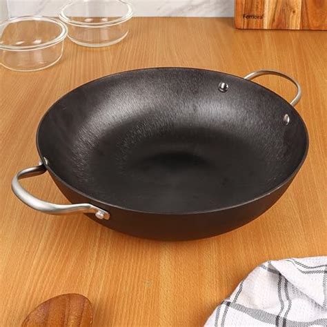 Buy Femora Preseasoned Cast Iron 30 Cm Kadhai, Non Toxic And Coating ...