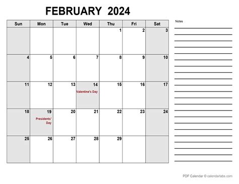 February 2024 Calendar Printable