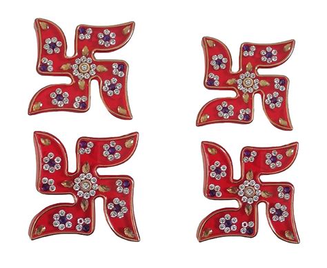 Buy Brahmani AGARBATTI Stone Studded Acrylic Handcrafted Red Swastik ...