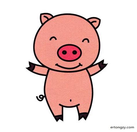 小猪6简笔画画法（分步）,小猪6简笔画图片_动物简笔画
