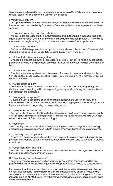 How to connect a subscription/membership page to asp.net core system ...