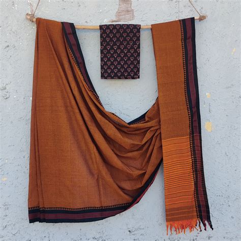 Anika-Pure Cotton Handloom Brown Saree – Sanskruti