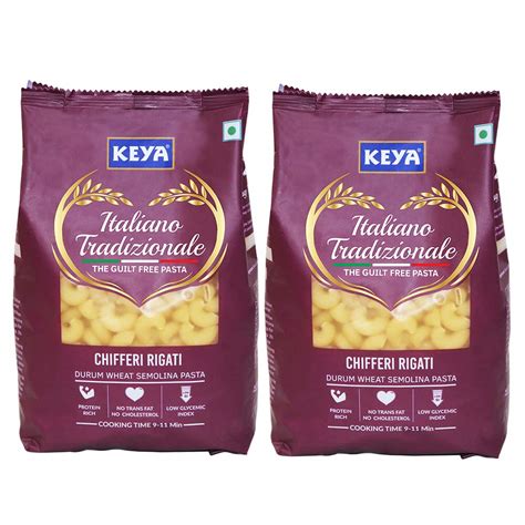 Keya 100% Durum Wheat Chifferi Rigati Pasta, Elbow 500gm, Pack 2 ...