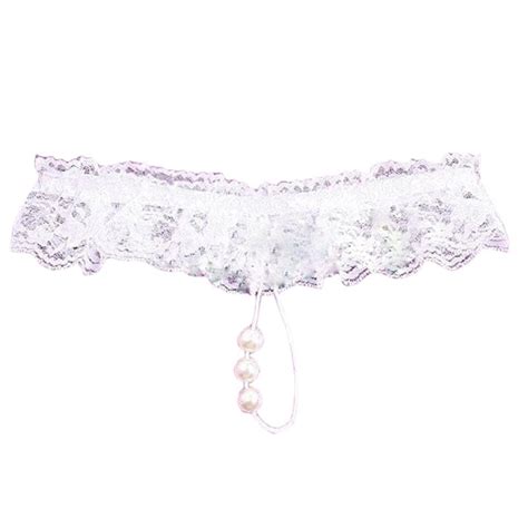 Shop Now: Kaamastra Lace And Pearl Crotchless White G-String