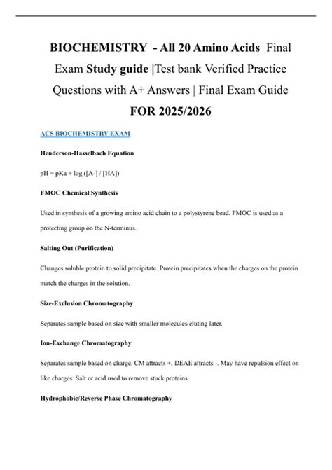 Biochemistry Final Exam Master Guide: Complete Breakdown of All 20 ...