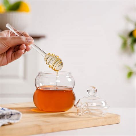 Glass Honey Jar with Dipper And Lid 300ml Online - Premium Jar With Lid ...