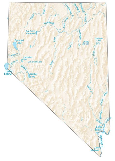 Nevada Lakes and Rivers Map - GIS Geography