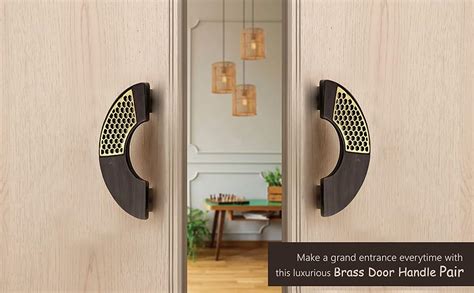 Two Moustaches Honeycomb Design 8 Inches Brass Door Handle Pair, Brass ...