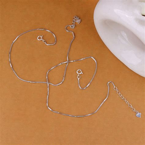 Silver Box Chain Anklet – Eri Silvers