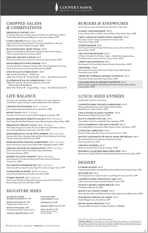 Cooper's Hawk Menu Palm Beach Gardens at Elias Hull blog