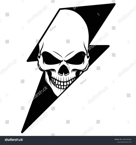 Skull On Lightning Bolt Shape Vector Stock Vector (Royalty Free ...