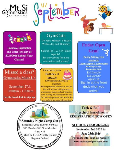 Calendar - Mt. Si Gymnastics Academy