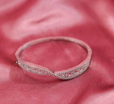 White Rhodium-Plated CZ Stones Bracelet for Women