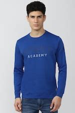 Buy Men Blue Solid Crew Neck Sweatshirt Online - 753919 | Van Heusen