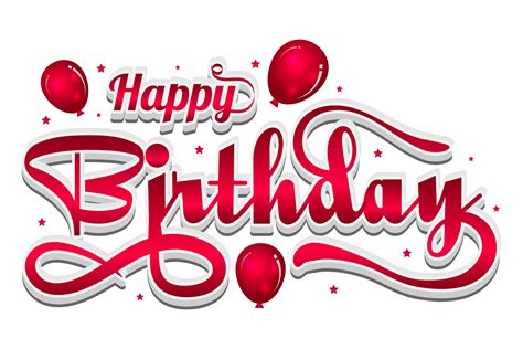 Happy birthday text typography red balloons sticker transparent ...