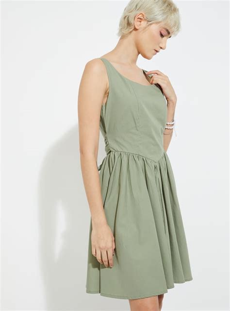 Buy ALAYA F x URB_N Women Solid Fit & Flare Mini Dress Online at just ...