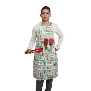 Buy Amazon Brand - Solimo Cotton Kitchen Apron and Oven Glove Set ...