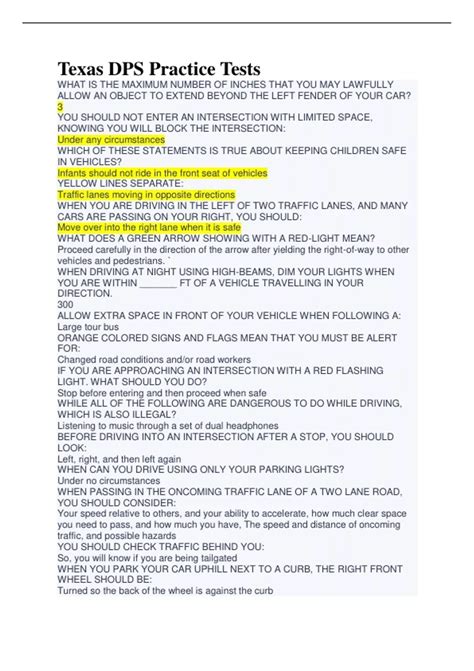 Texas DPS Practice Tests - Texas DPS Practice - Stuvia US