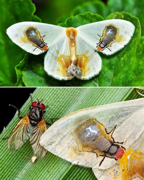Mind-Blowing Camouflage: The Moth Disguised as Two Flies! 🦋🌿 Discover ...