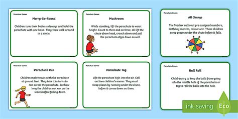Fun Parachute Games for Kids Cards | Twinkl