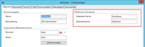 DATAframe Anbindung in DOCUframe