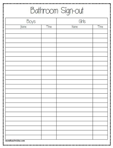 Bathroom Sign Out Sheet Pdf Free at Billy Mccormick blog