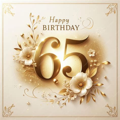 Elegant goldthemed 65th birthday greeting with floral designs | Premium ...