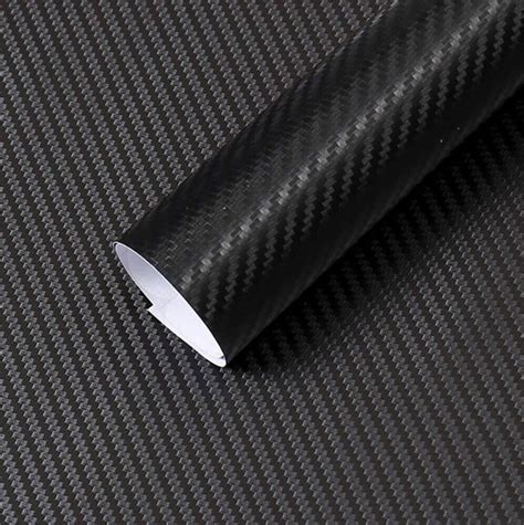 CVANU 24"x200" 3D Black Carbon Fiber Vinyl Car Wrap Sheet Roll Film ...