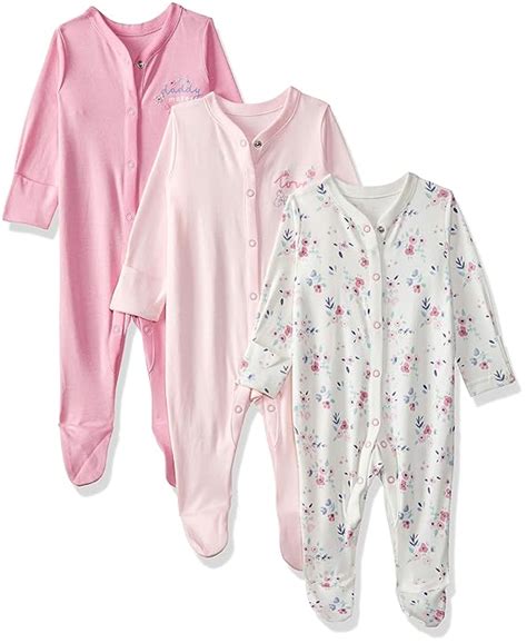 Buy Mothercare Baby Girls' Sleepsuit (Pack of 3) (QB197-1_Multicoloured ...