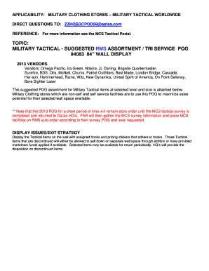 Fillable Online MILITARY TACTICAL SUGGESTED RMS ASSORTMENT TRI SERVICE ...