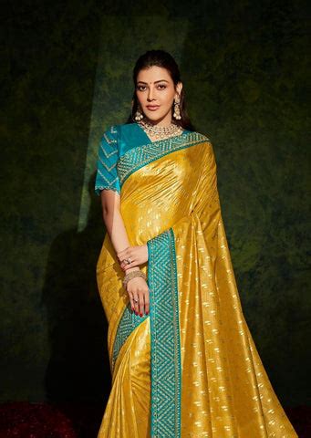 Golden Mustard Yellow Woven Celebrities Exclusive Designer Saree with ...