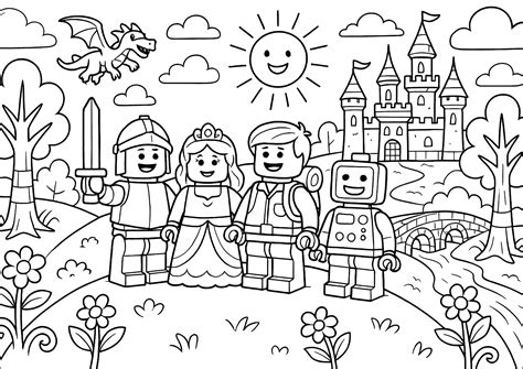 Magical Adventure in the Enchanted Kingdom - Lego Coloring Pages