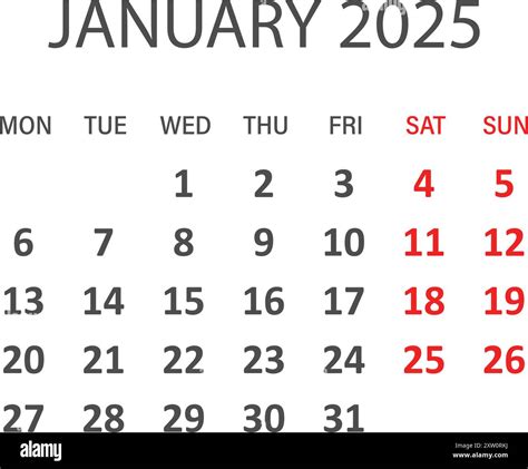 Calendar january 2025 icon in flat style. Planner vector illustration ...