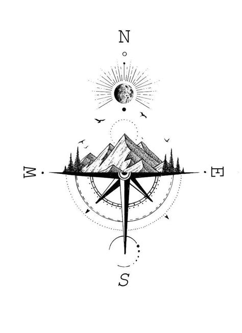 Image result for Simple Compass Tattoo Outline