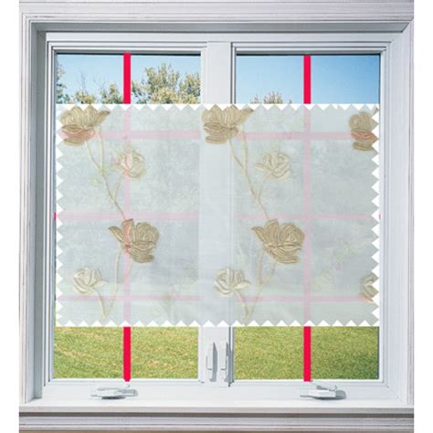 White brown color elegant flower design poly sheer curtain - 113591