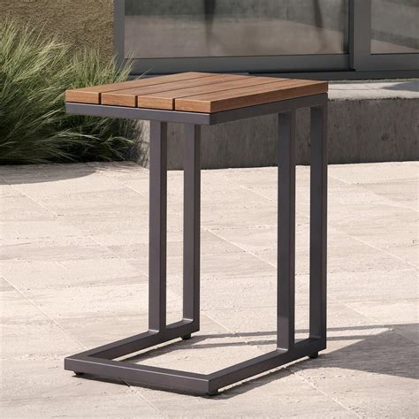 Maze - Oslo Teak Top Small Rectangular Side Table - Grey | Maze Living